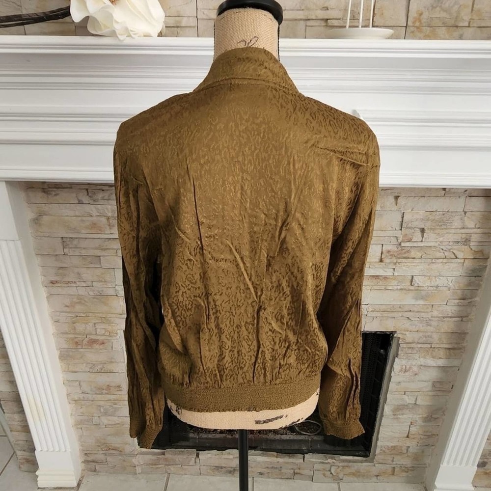 MAEVE greenish gold‎ leopard print zippered jacket Size medium - Picture 7 of 10